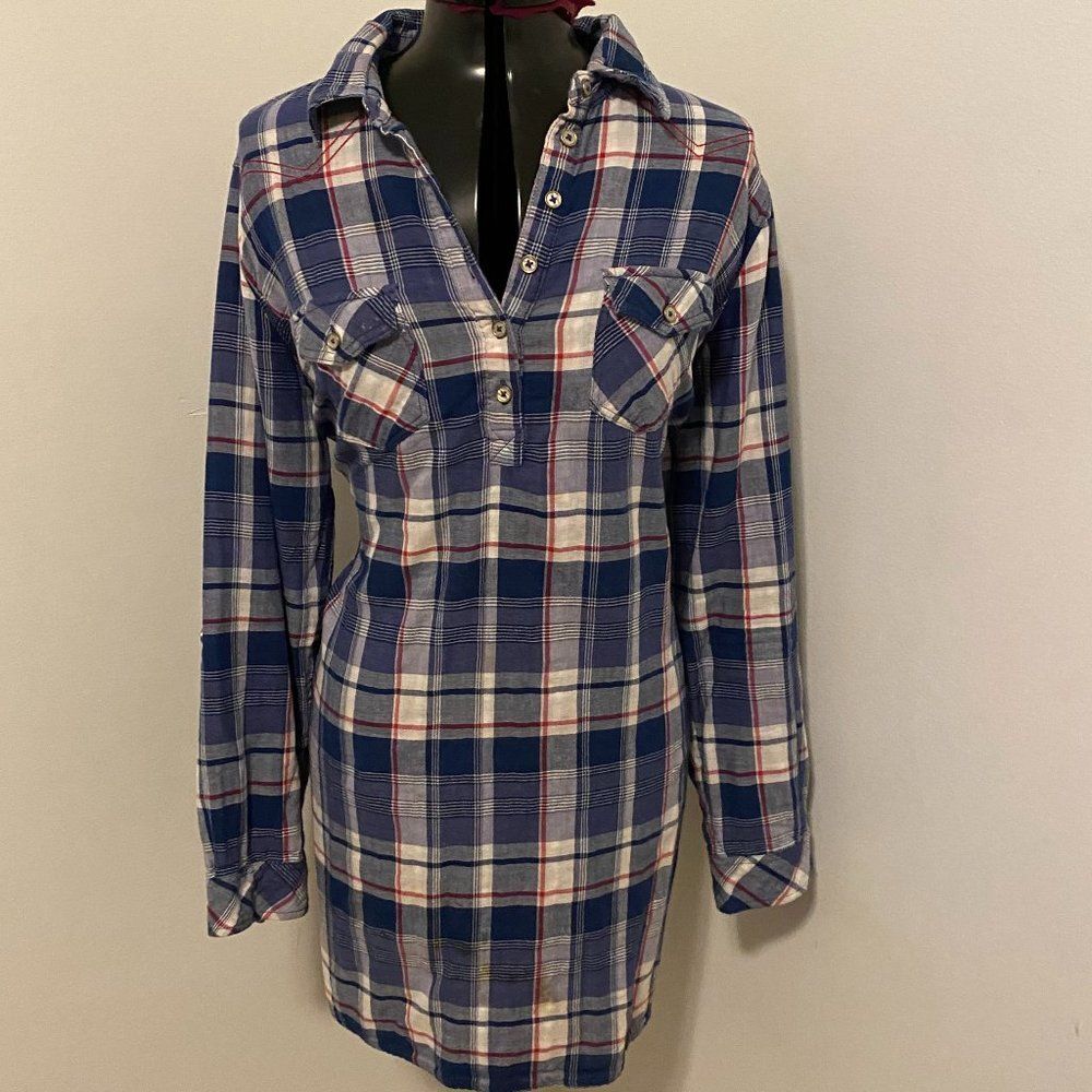 Bit & Bridle Cotton Oversized Long Sleeve Lined Shirt Dress Size L